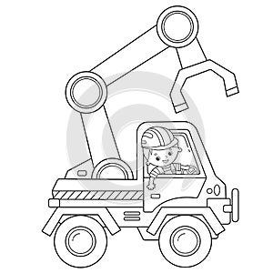 Coloring Page Outline Of cartoon loader or lift truck. Construction vehicles. Coloring book for kids