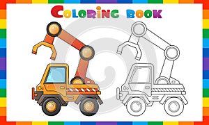 Coloring Page Outline Of cartoon loader or lift truck. Construction vehicles. Coloring book for kids