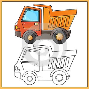 Coloring Page Outline Of cartoon lorry or dump truck. Construction vehicles. Coloring book for kids