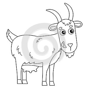 Coloring Page Outline of cartoon nanny goat. Farm animals. Coloring book for kids