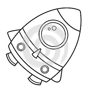 Coloring Page Outline Of a cartoon rocket. Space. Coloring book for kids