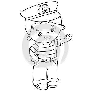 Coloring Page Outline of cartoon sailor. Profession. Coloring book for kids