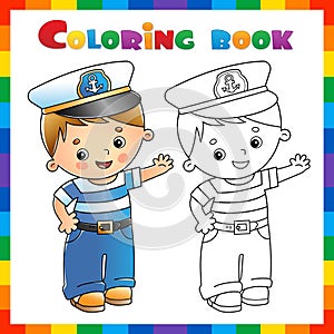 Coloring Page Outline of cartoon sailor or seaman. Profession. Coloring book for kids