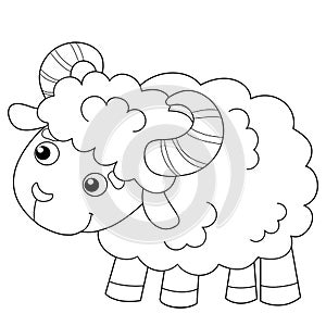 Coloring Page Outline of cartoon sheep. Farm animals. Coloring book for kids