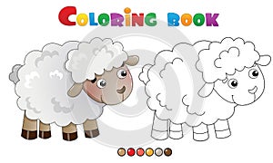 Coloring Page Outline of cartoon sheep. Farm animals. Coloring book for kids