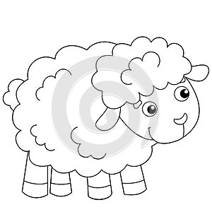 Coloring Page Outline of cartoon sheep or lamb. Farm animals. Coloring book for kids