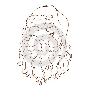 Coloring page outline of Christmas retro Santa Claus. Outlined Santa.