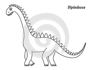 Coloring page outline Diplodocus dinosaur. Vector illustration