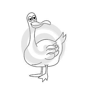 Coloring page outline of funny goose