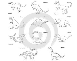 Coloring page outline Spinosaurus dinosaur. Vector illustration