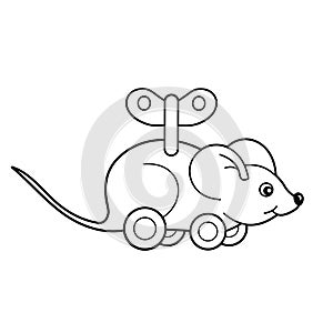 Coloring Page Outline Of toy clockwork mouse. Coloring book for kids