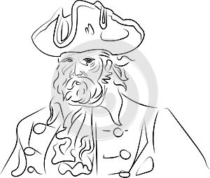 coloring page, pirate in a hat