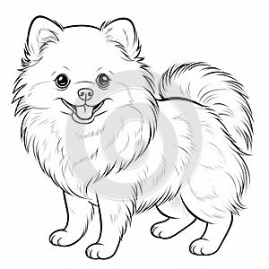 Coloring Page Of Pomeranian Dog: Dark Pink And Light Azure Art Deco Style