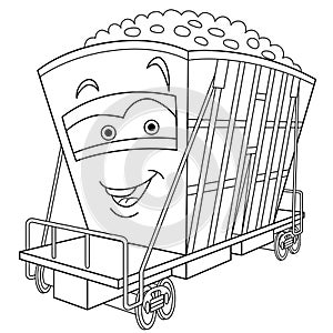 Coloring page with railway carriage