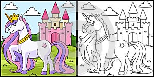 Unicorn Princess Coloring Page Colored