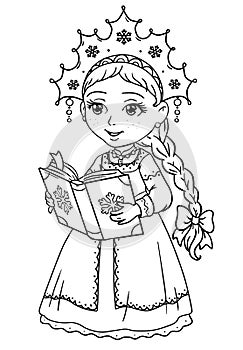 Coloring with snow princess from east european fables photo