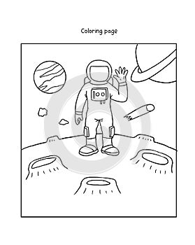 coloring page space and astronout illustration