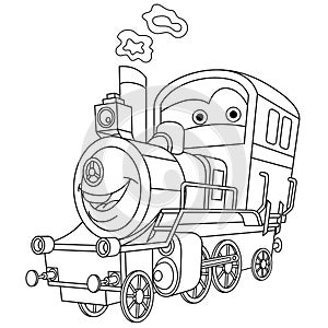 Coloring page with steam train locomotive