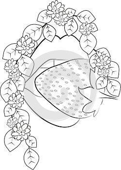 Coloring page with strawberry and lips