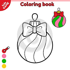 Coloring page with striped Christmas tree ball