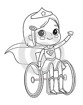 Coloring Page of Super Hero Girl In A Wheelchair