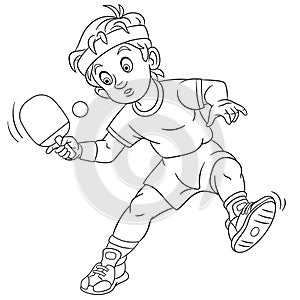 Coloring page with table tennis ping pong player