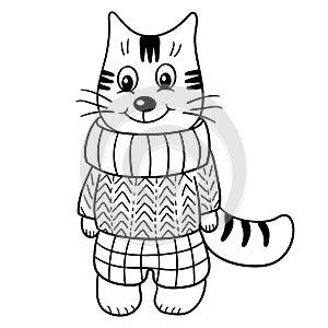 Coloring page with a toy cat