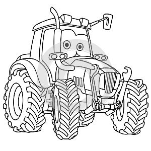 Coloring page with tractor farming vehicle