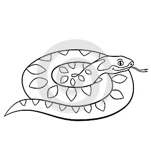 Coloring pages. Little cute snake lies