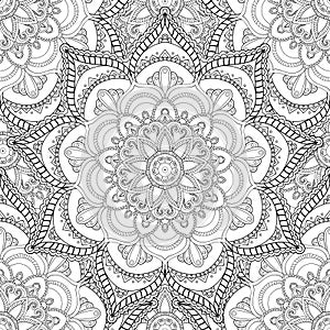 Coloring pages for adults.Decorative hand drawn doodle nature ornamental curl vector sketchy seamless pattern.