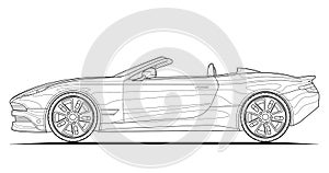 Coloring pages for adults drawing. Line art car cabriolet picture. Black contour illustrate Isolated on white background