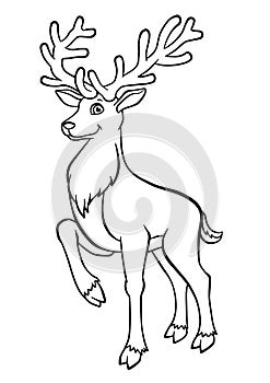 Coloring pages. Animals. Cute deer.