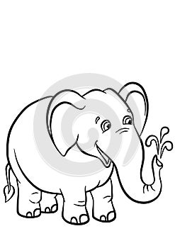 Coloring pages. Animals. Cute elephant.