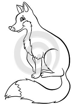 Coloring pages. Animals. Little cute fox.