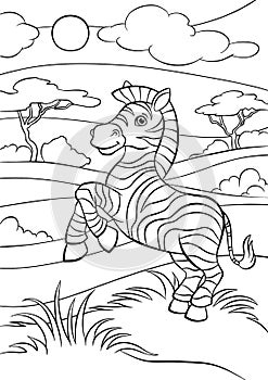Coloring pages. Animals. Little cute zebra. photo