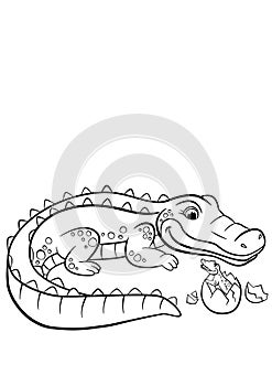 Coloring pages. Animals. Mother alligator
