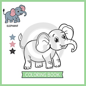 Coloring pages or books for kids. cute elephant illustration