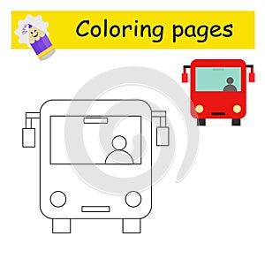 Coloring pages. Cartoon autobus vector. Illustration for children education