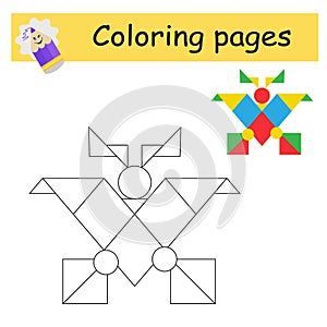 Coloring pages. Cartoon butterfly vector. Illustration for children education