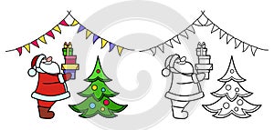 Coloring Pages. Coloring book Santa Claus with gifts