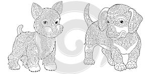 Coloring pages with cute dogs