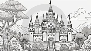 coloring pages - Fairytale castles, coloring book style