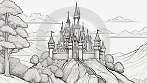 coloring pages - Fairytale castles, coloring book style