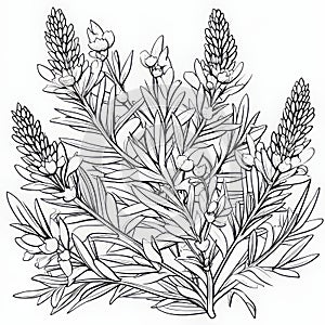 Coloring Pages: Fresh Rosemary Plant Color Sheet In Kehinde Wiley Style photo