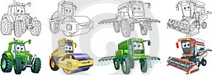 Coloring pages for kids. Farm tractors