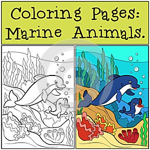 Coloring Pages: Marine Animals. Mother Coloring Pages: Marine Animals.