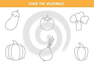 Coloring pages with vegetables for preschool kids
