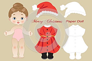 Coloring paper doll with Christmas clothes