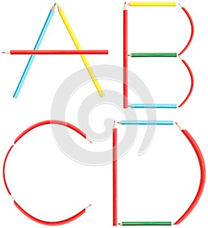 Coloring Pencils Alphabet Letters Set A-D