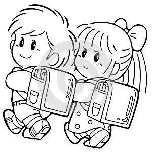 Coloring picture of boy and girl